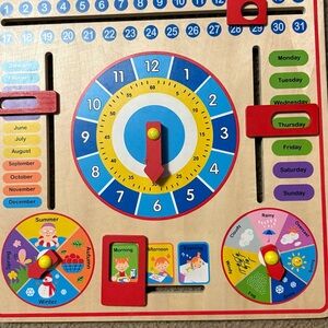 Educational Wooden Calendar and Clock Toy Kids Toy